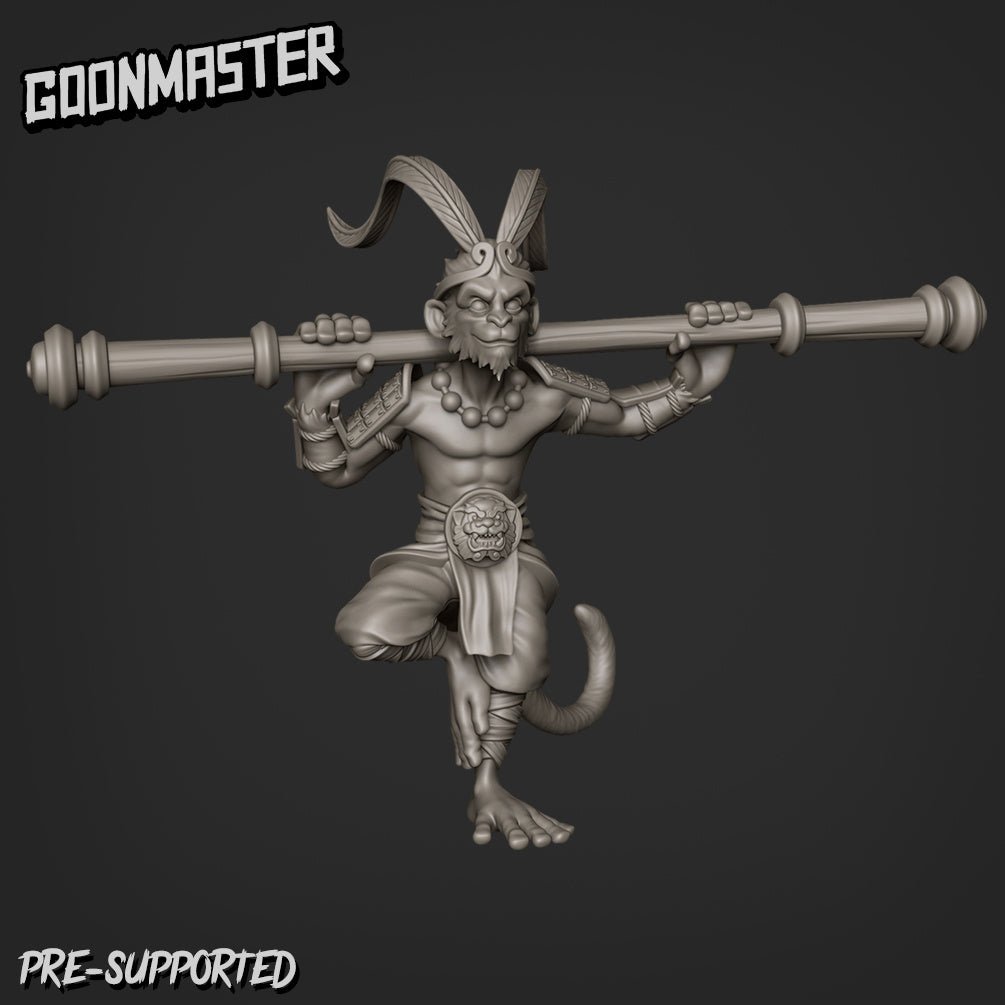 Monkey Folk king Miniature | C - Tabletop RPG & D&D miniature. Perfect for wargaming & collectors