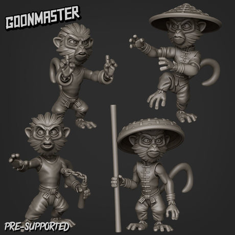 Monkey Folk Miniature | Set of 4 - Tabletop RPG & D&D miniature. Perfect for wargaming & collectors