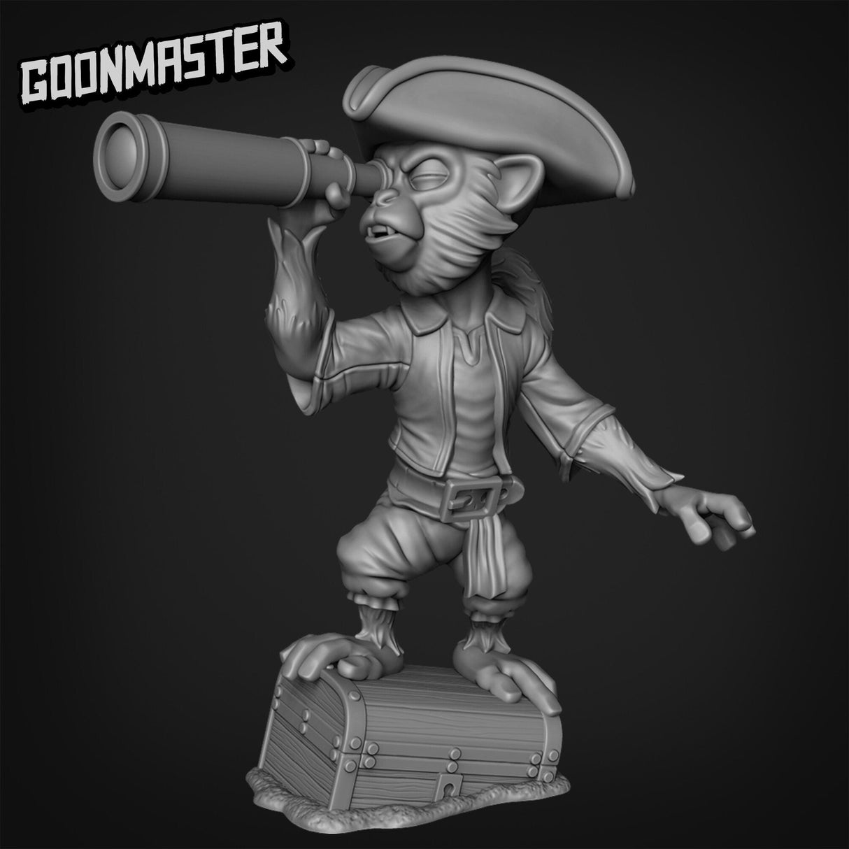 Monkey Pirate Captain Miniature | A - Tabletop RPG & D&D miniature. Perfect for wargaming & collectors