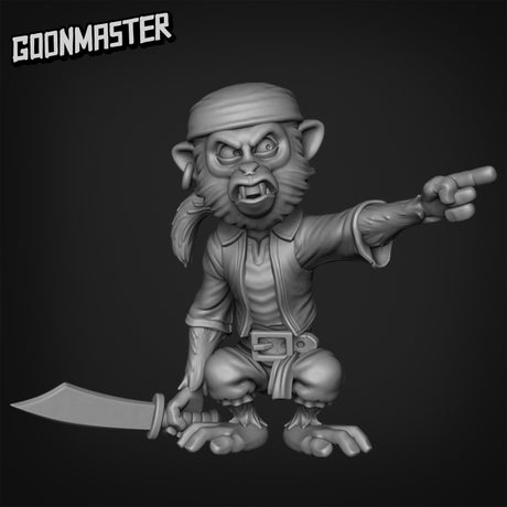 Monkey Pirate Miniature | B - Tabletop RPG & D&D miniature. Perfect for wargaming & collectors