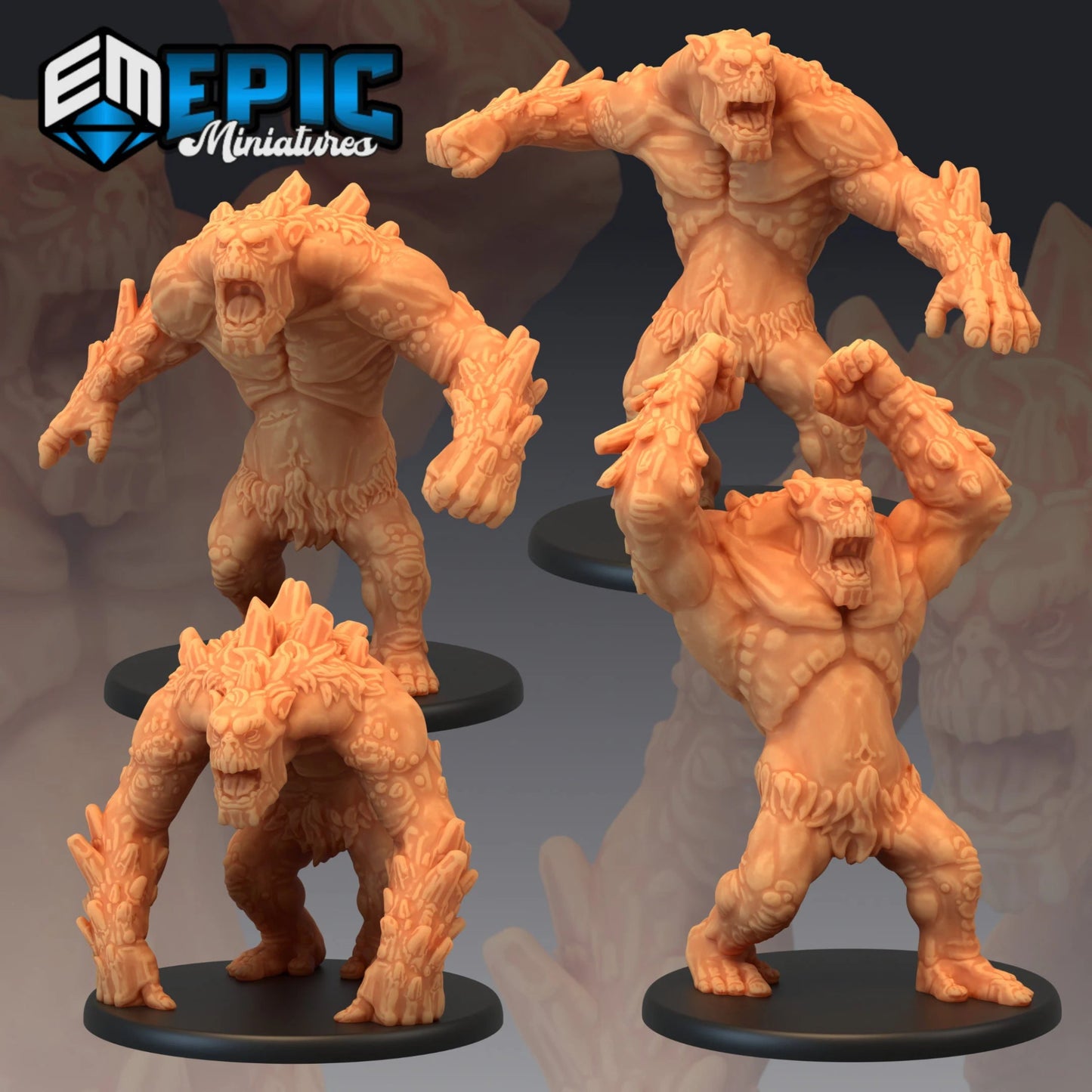 Mountain Troll Miniature - Set of 4 - 28mm