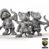 Mouse Archer Miniature | Set of 3 - Tabletop RPG & D&D miniature. Perfect for wargaming & collectors