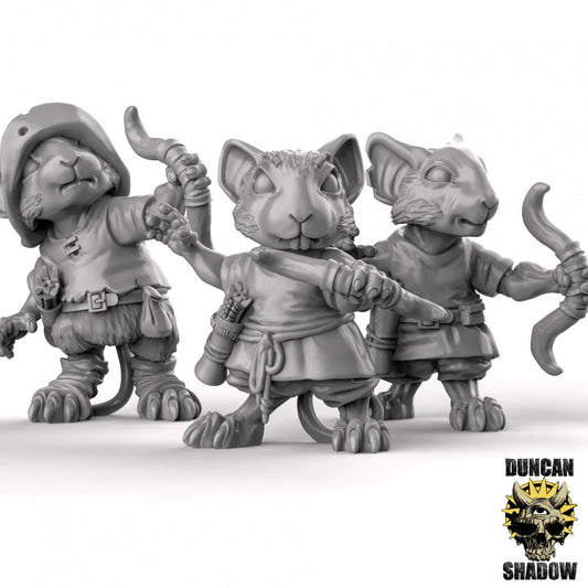 Mouse Archer Miniature - Set of 3 - 28mm