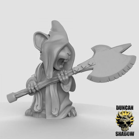 Mouse Axe Cultist Miniature | C - Tabletop RPG & D&D miniature. Perfect for wargaming & collectors
