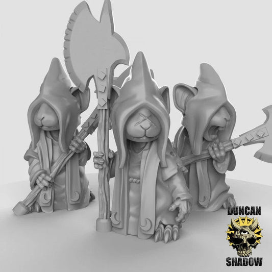 Mouse Axe Cultist Miniature - Set of 3 - 32mm