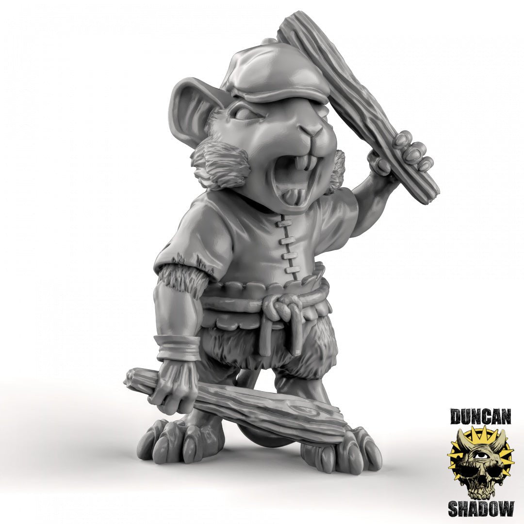 Mouse Barbarian Miniature | A - Tabletop RPG & D&D miniature. Perfect for wargaming & collectors