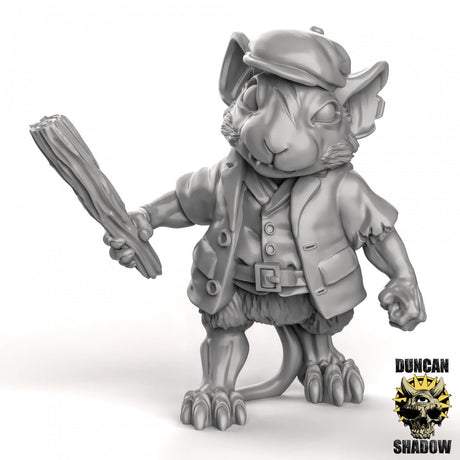 Mouse Barbarian Miniature | B - Tabletop RPG & D&D miniature. Perfect for wargaming & collectors