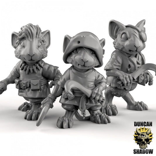 Mouse Barbarian Miniature - Set of 3 - 28mm