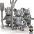 Mouse folk Farmer Miniature | Set of 3 - Tabletop RPG & D&D miniature. Perfect for wargaming & collectors