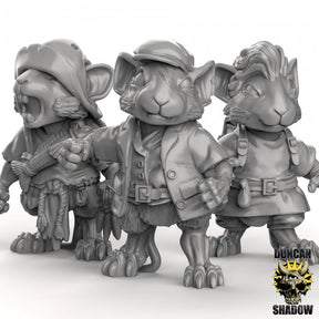 Mouse folk Villager Miniature | Set of 3 - Tabletop RPG & D&D miniature. Perfect for wargaming & collectors
