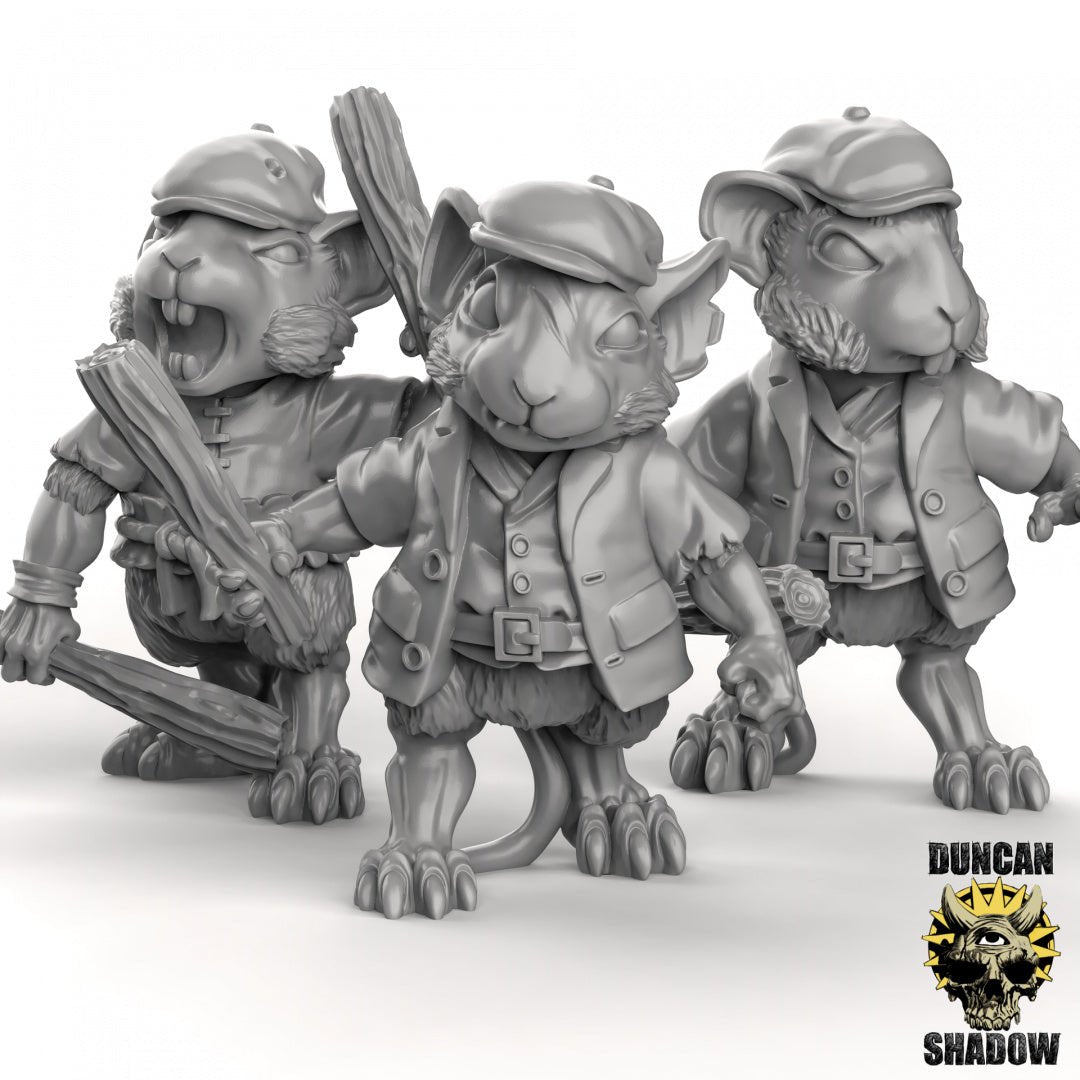 Mouse Barbarian Miniature | Set of 3 - Tabletop RPG & D&D miniature. Perfect for wargaming & collectors