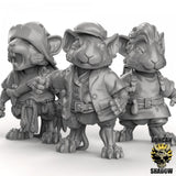 Mouse folk Villager Miniature | Set of 3 - Tabletop RPG & D&D miniature. Perfect for wargaming & collectors