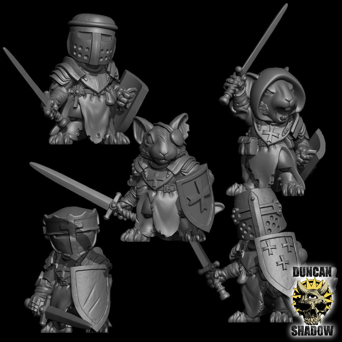 Mouse Folk Crusaders Miniature | Set of 5 - Tabletop RPG & D&D miniature. Perfect for wargaming & collectors