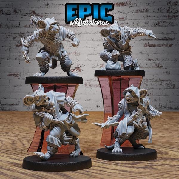 Mouse Folk Pack Miniature | Full Set All Models - Tabletop RPG & D&D miniature. Perfect for wargaming & collectors