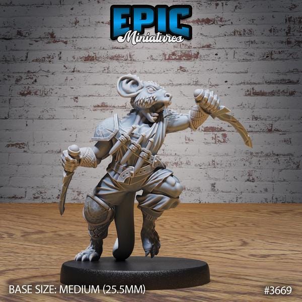 Mouse Folk Raiders Miniature | 3669 - Tabletop RPG & D&D miniature. Perfect for wargaming & collectors