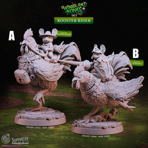 Mouse Folk Rooster Rider Miniature | A - Tabletop RPG & D&D miniature. Perfect for wargaming & collectors