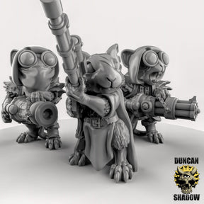 Mouse Folk Weapon Team Miniature | Set of 3 - Tabletop RPG & D&D miniature. Perfect for wargaming & collectors