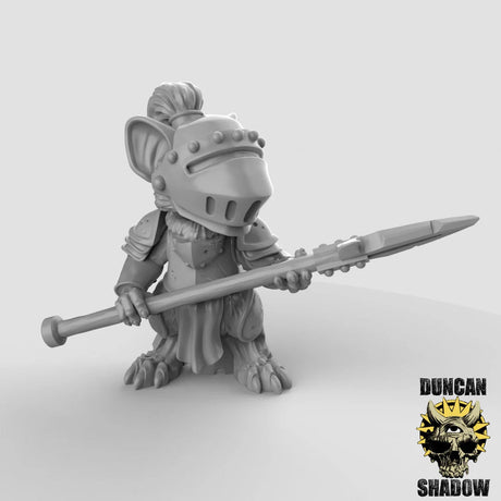Mouse folk Spearmen Paladin Miniature | C - Tabletop RPG & D&D miniature. Perfect for wargaming & collectors