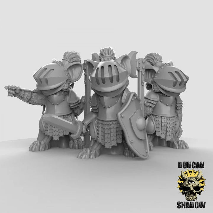 Mouse Medieval Knight Miniature - Set of 3 - 32mm