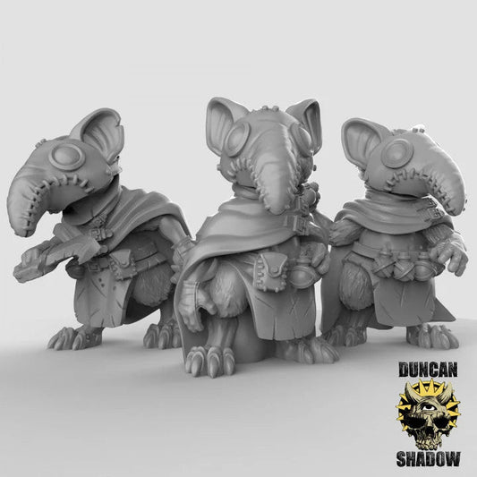 Mouse Plague Doctor Miniature - Set of 3 - 32mm