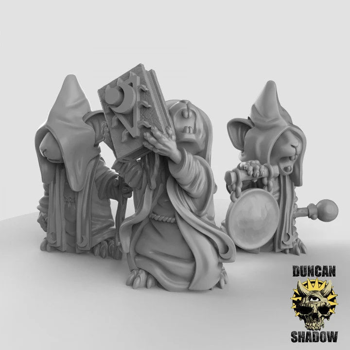 Mouse Shadow Cultist Miniature | Set of 3 - Tabletop RPG & D&D miniature. Perfect for wargaming & collectors