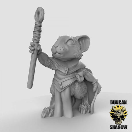 Mouse Sorcerer Miniature | A - Tabletop RPG & D&D miniature. Perfect for wargaming & collectors