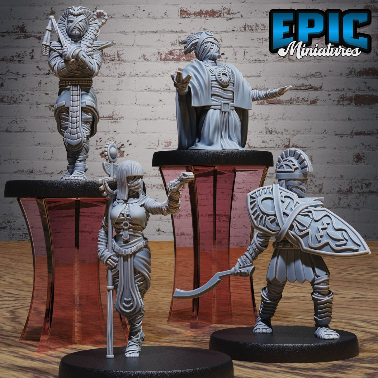 Mummy Army Miniature | Set of 4 - Tabletop RPG & D&D miniature. Perfect for wargaming & collectors