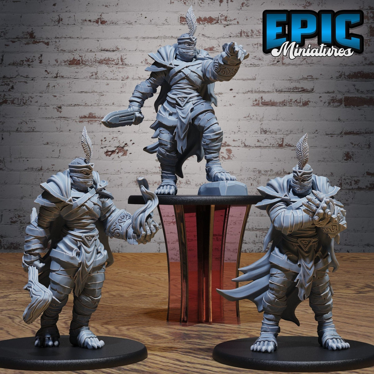 Mummy Champion Miniature | Set of 3 - Tabletop RPG & D&D miniature. Perfect for wargaming & collectors