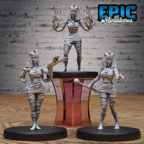 Female Mummy Miniature | Full Set All Models - Tabletop RPG & D&D miniature. Perfect for wargaming & collectors