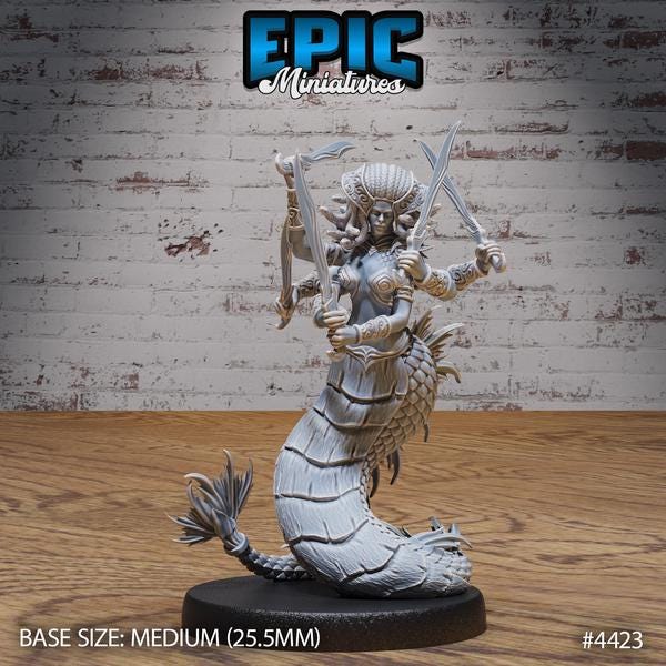 Naga Queen Miniature | 4423 - Tabletop RPG & D&D miniature. Perfect for wargaming & collectors