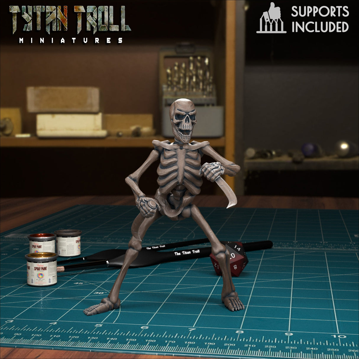 Naked Skeleton Miniature | A - Tabletop RPG & D&D miniature. Perfect for wargaming & collectors