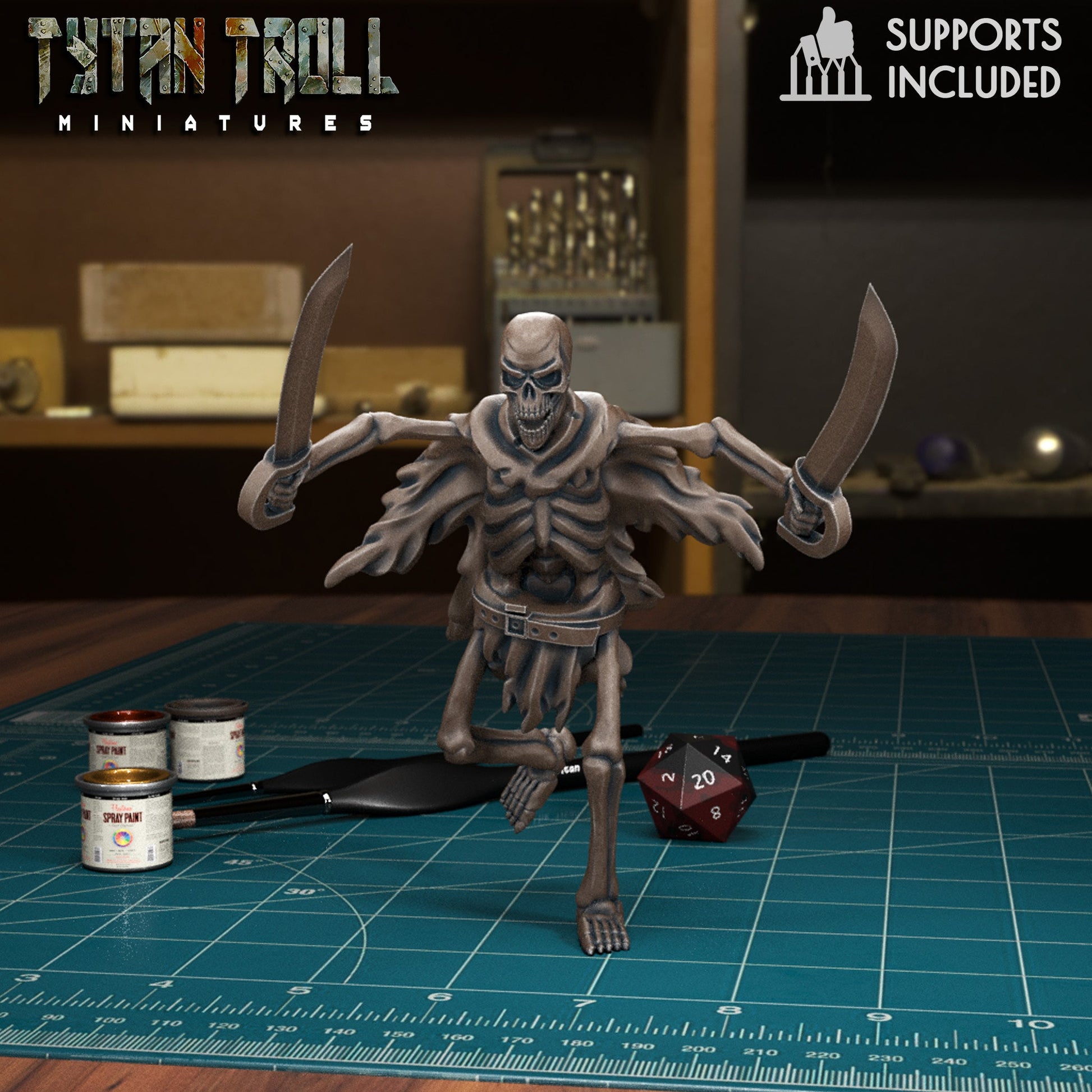 Naked Skeleton Miniature - D - 28mm