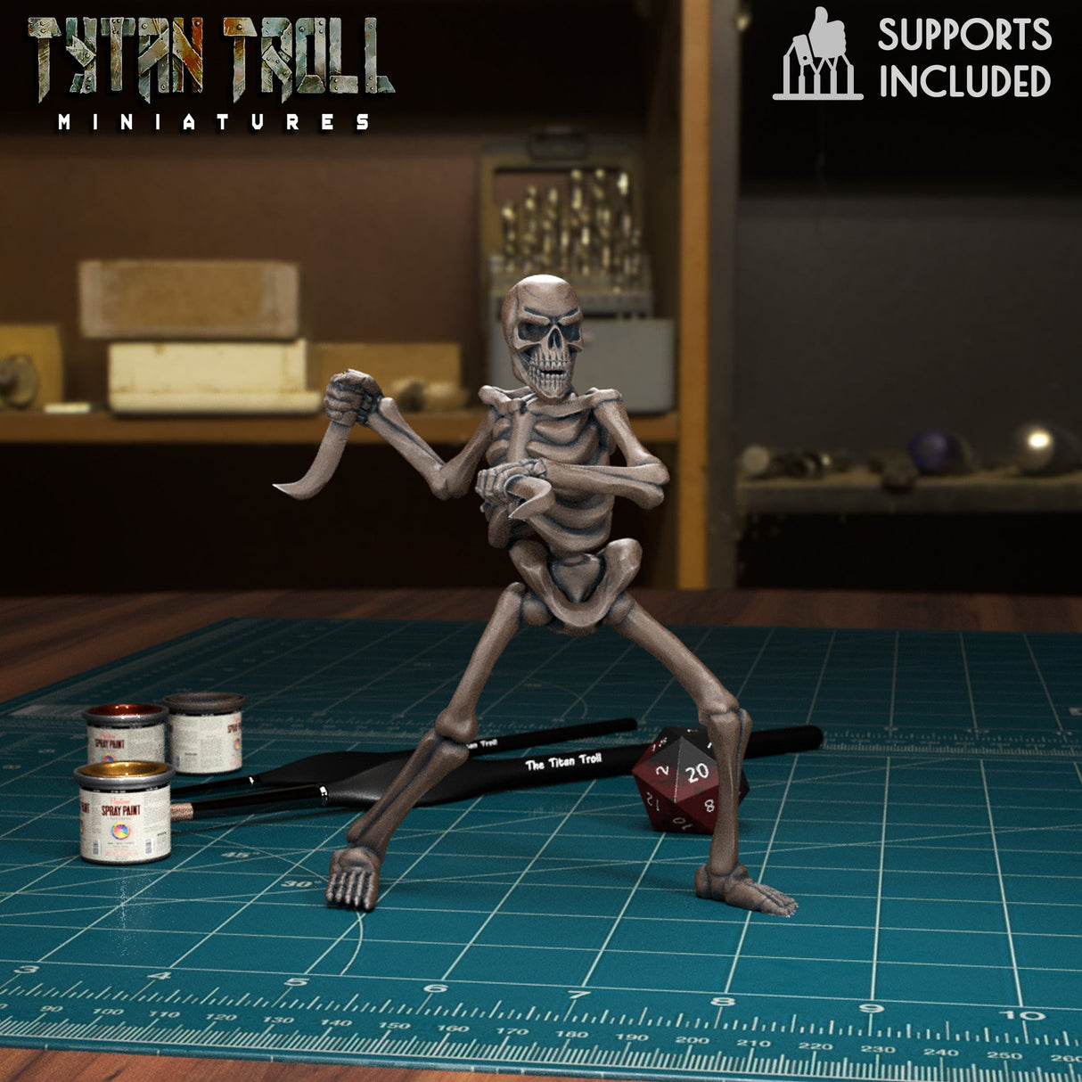 Naked Skeleton Miniature | E - Tabletop RPG & D&D miniature. Perfect for wargaming & collectors
