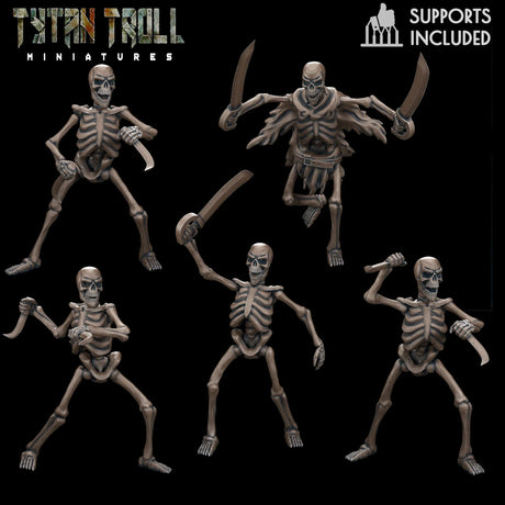 Naked Skeleton Miniature | set of 6 - Tabletop RPG & D&D miniature. Perfect for wargaming & collectors