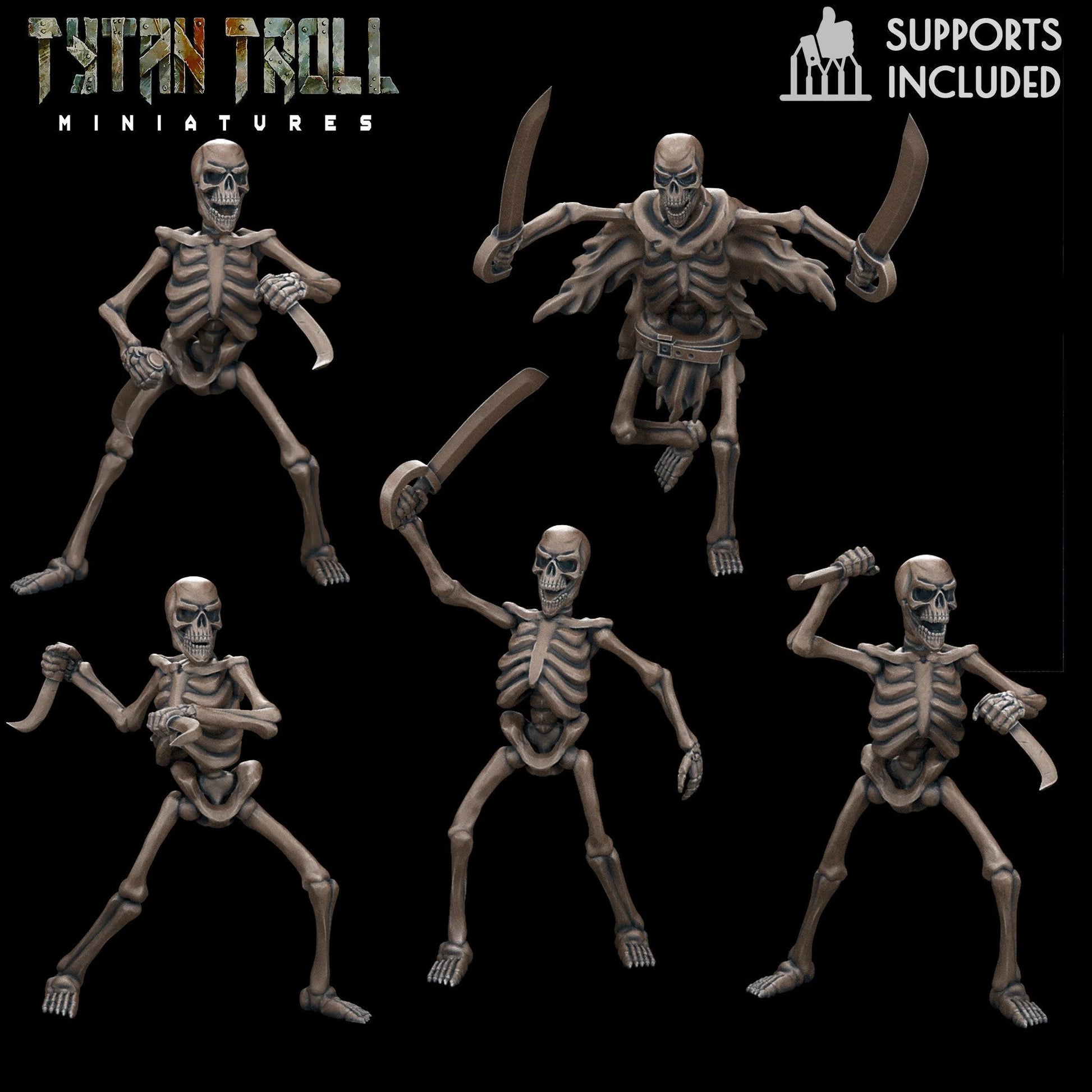 Naked Skeleton Miniature - set of 6 - 32mm