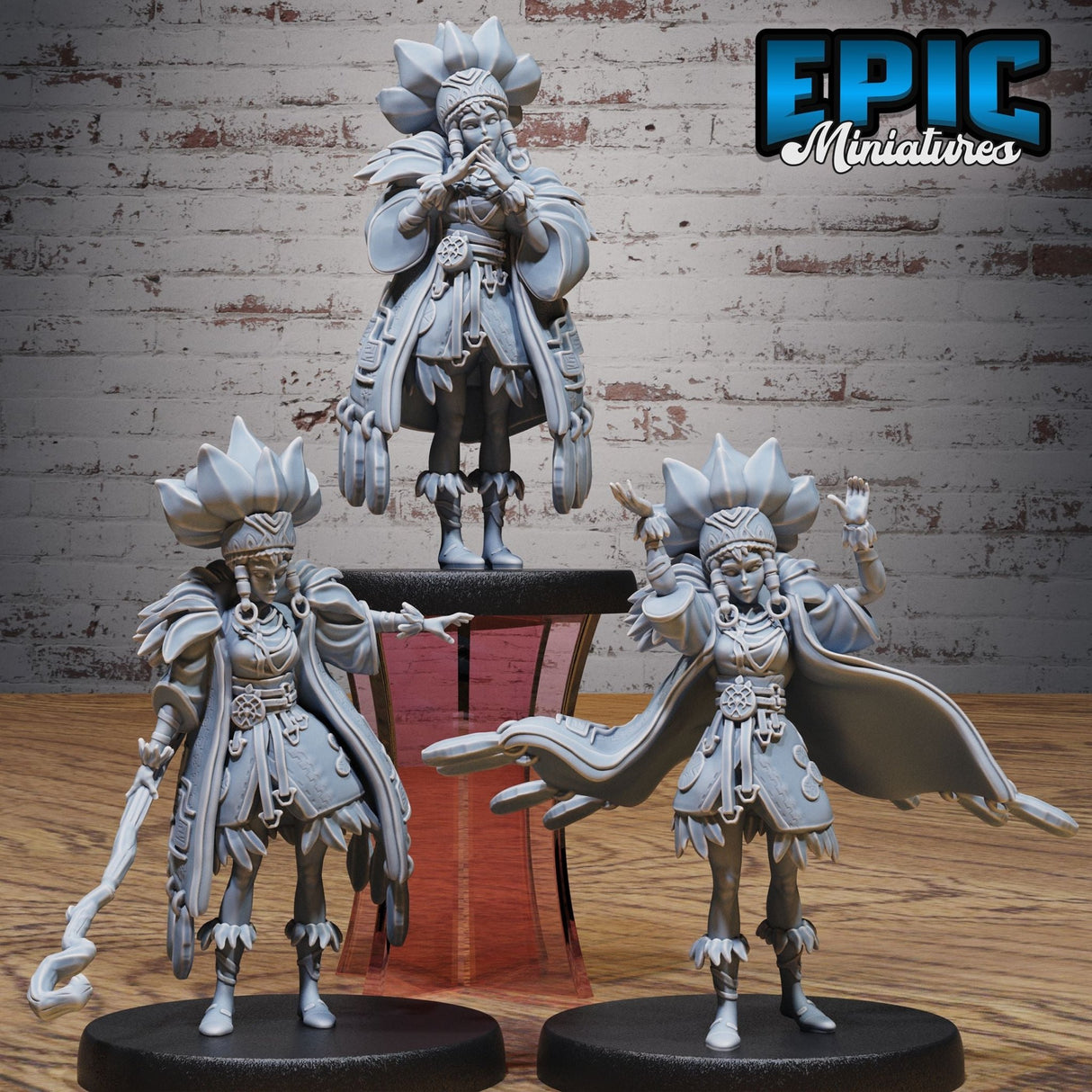 Native indian Princess Miniature | Set of 3 - Tabletop RPG & D&D miniature. Perfect for wargaming & collectors
