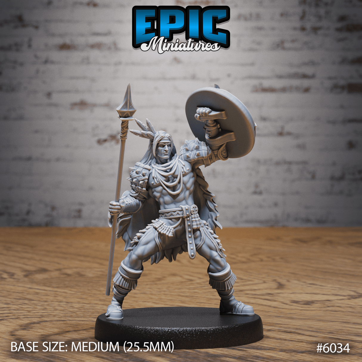 Native Indian Soldier Miniature | 6034 - Tabletop RPG & D&D miniature. Perfect for wargaming & collectors