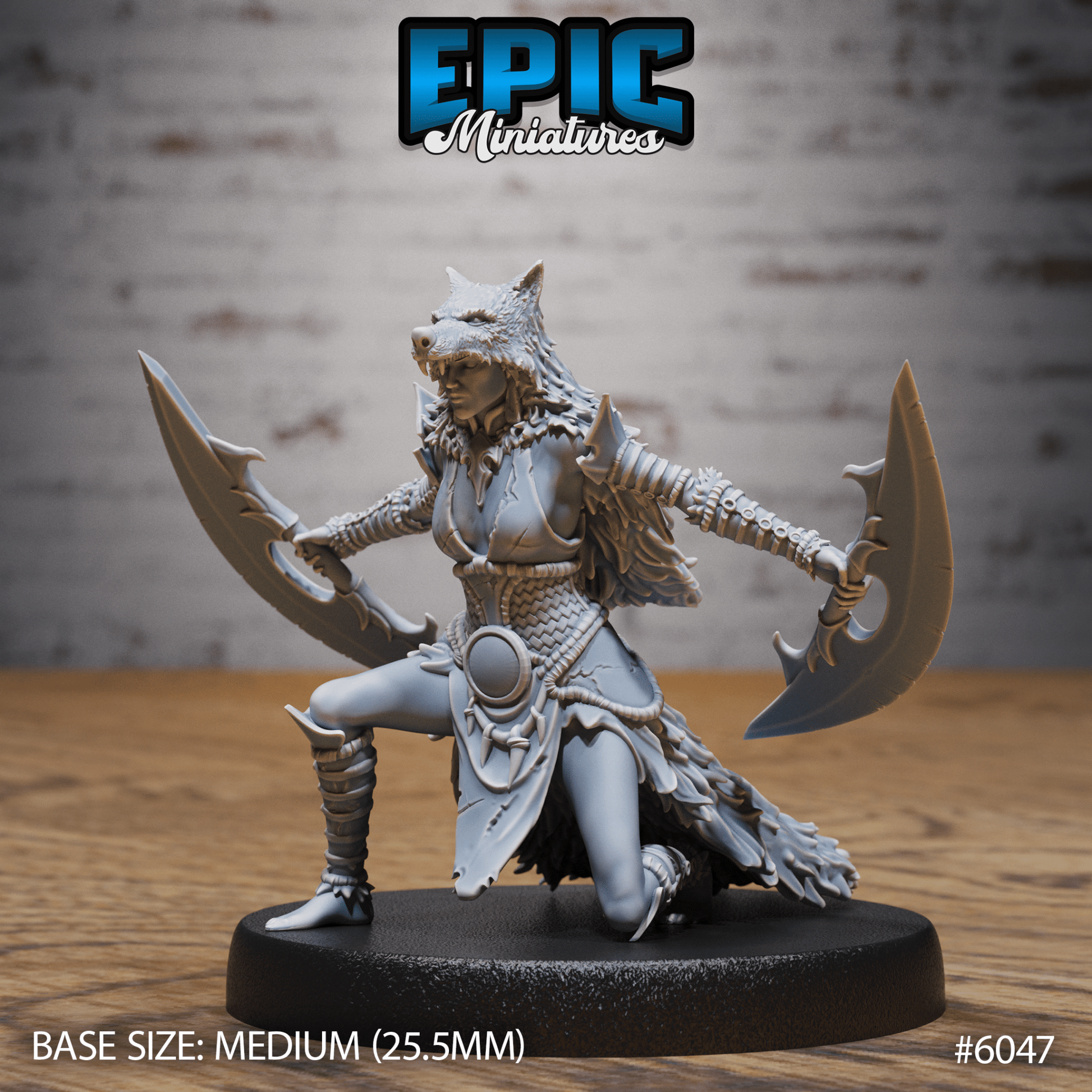 Native indian Wolf Riders Miniature - 6047 (wolf hunter) - 32mm