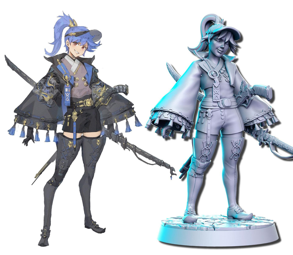Neo Anime warriors Miniature | Warrior 3 - Tabletop RPG & D&D miniature. Perfect for wargaming & collectors