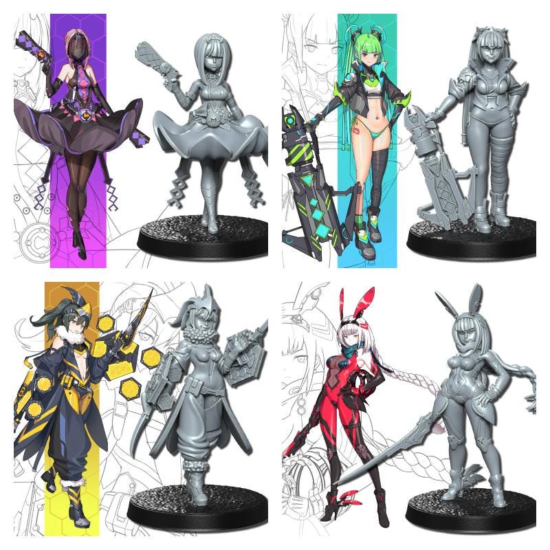 Neo warrior Miniature | Full Set All Models - Tabletop RPG & D&D miniature. Perfect for wargaming & collectors