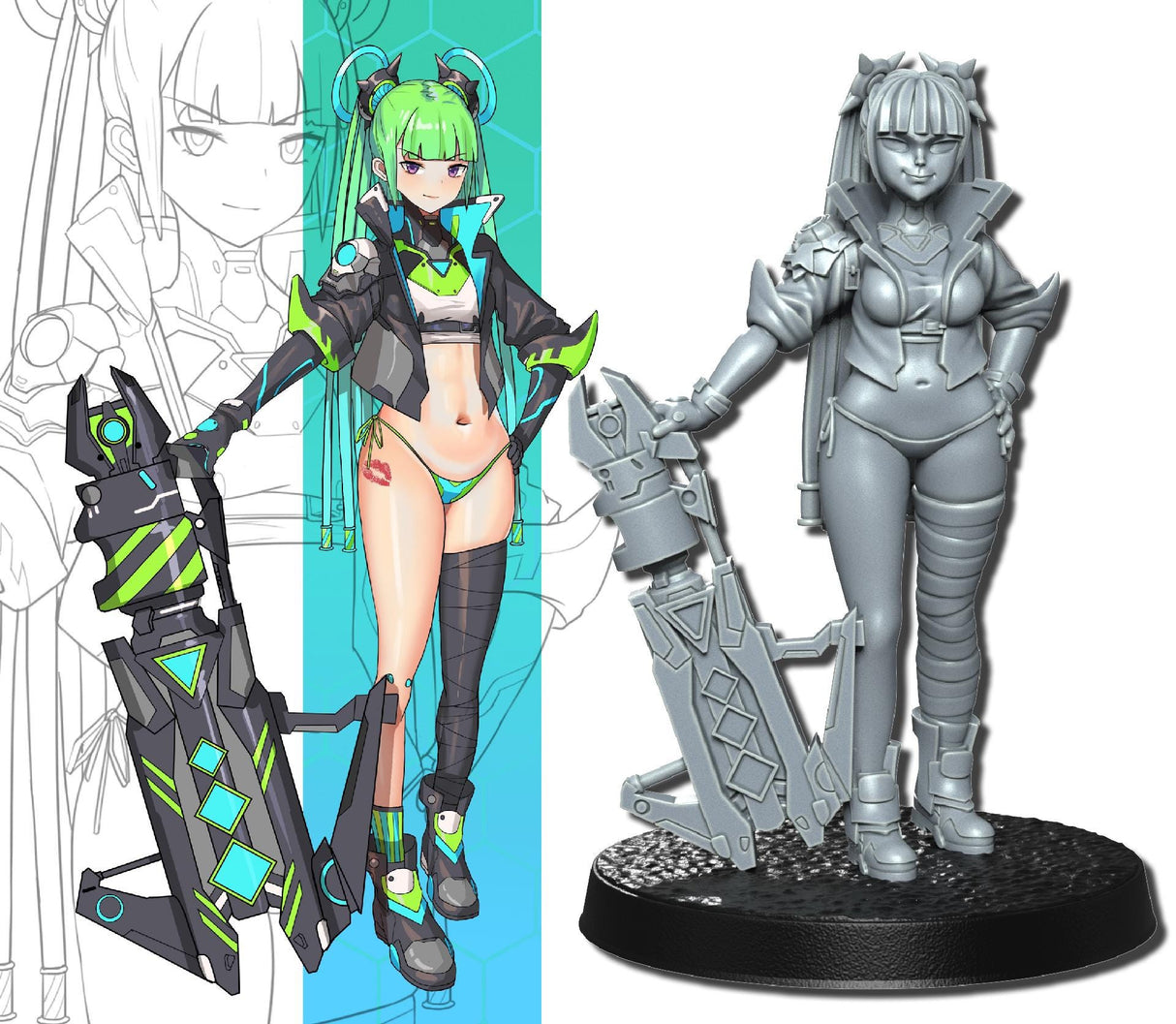 Neo warrior Miniature | Warrior 2 - Tabletop RPG & D&D miniature. Perfect for wargaming & collectors