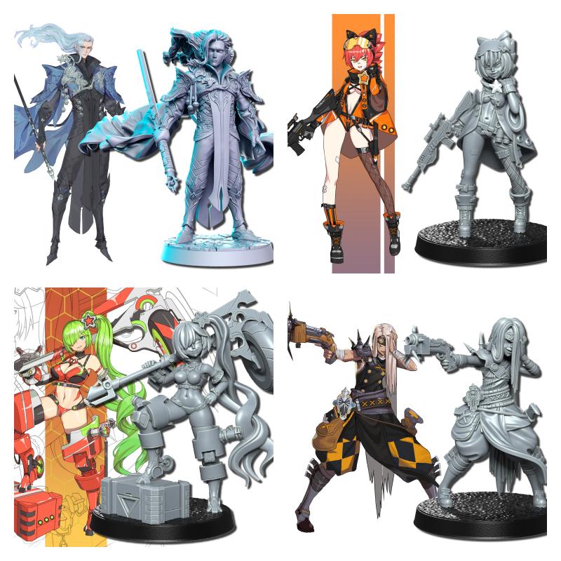 Neo Warriors, Anime characters Miniature set 2 | Full Set All Models - Tabletop RPG & D&D miniature. Perfect for wargaming & collectors