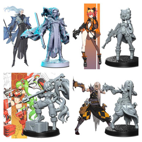 Neo Warriors, Anime characters Miniature set 2 | Full Set All Models - Tabletop RPG & D&D miniature. Perfect for wargaming & collectors