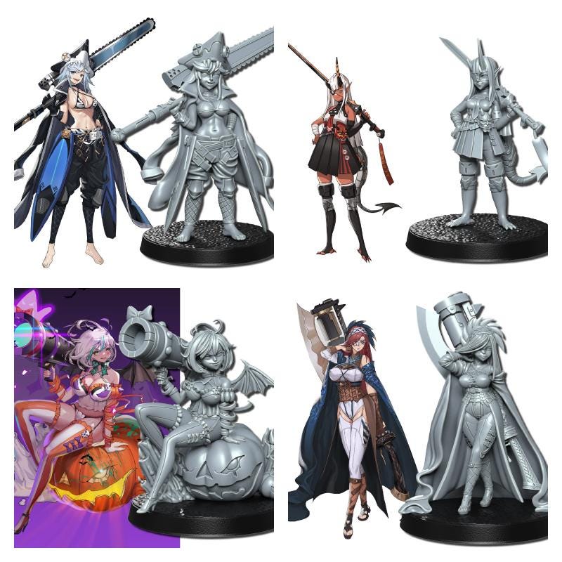 Neo Warriors, Anime characters Miniature set 3 | Full Set All Models - Tabletop RPG & D&D miniature. Perfect for wargaming & collectors