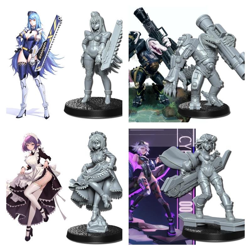 Neo Warriors, Anime characters Miniature | Full Set All Models - Tabletop RPG & D&D miniature. Perfect for wargaming & collectors