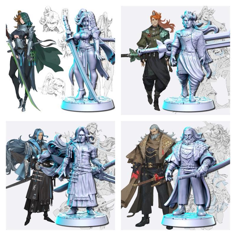 Neo Warriors Miniature | Full Set All Models - Tabletop RPG & D&D miniature. Perfect for wargaming & collectors
