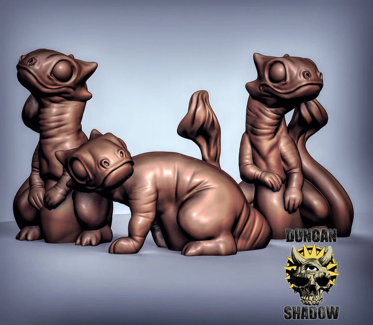 Newt Group Miniature | Set of 3 - Tabletop RPG & D&D miniature. Perfect for wargaming & collectors