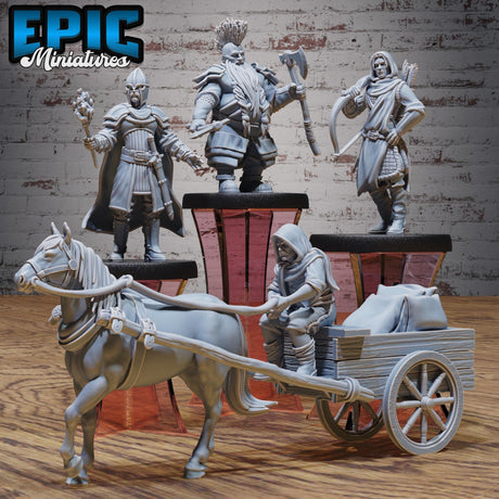 Night Watch and Merchant Wagon Miniature | Full Set All Models - Tabletop RPG & D&D miniature. Perfect for wargaming & collectors