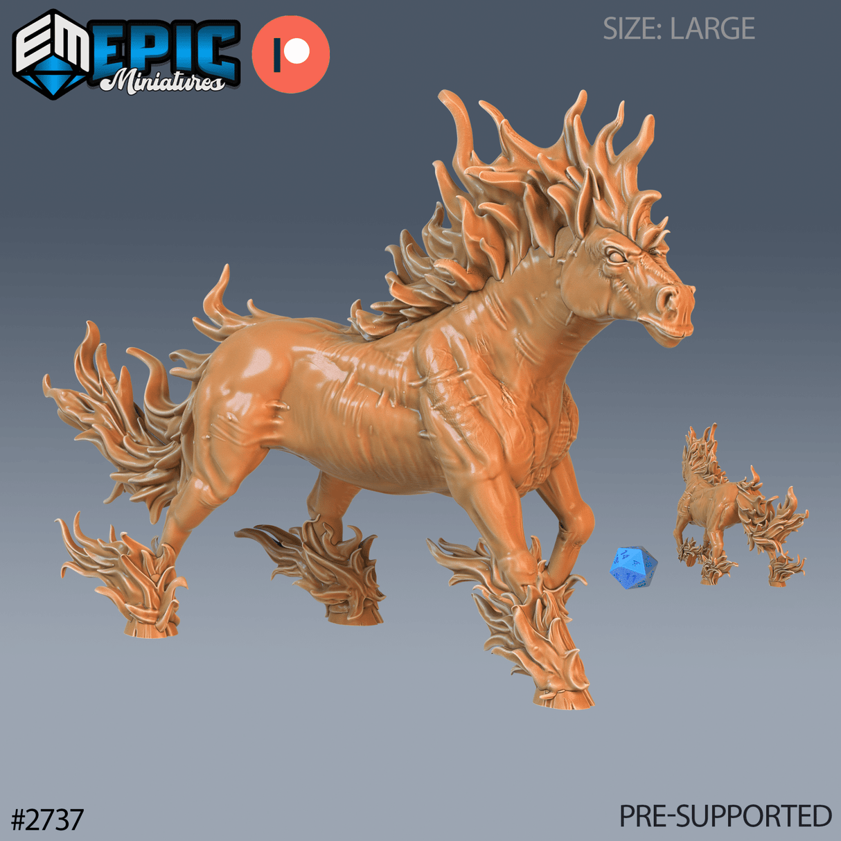 Nightmare Horse Miniature | A - Tabletop RPG & D&D miniature. Perfect for wargaming & collectors