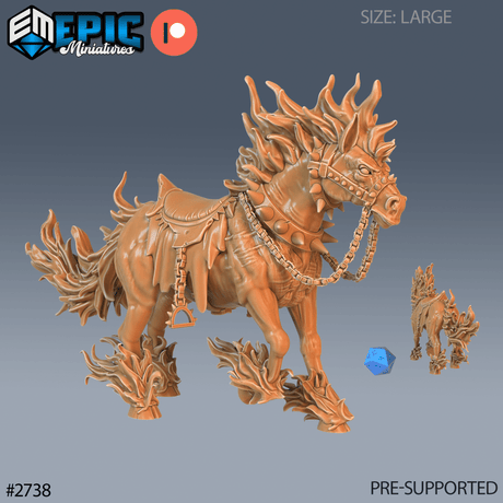 Nightmare Horse Miniature | B - Tabletop RPG & D&D miniature. Perfect for wargaming & collectors